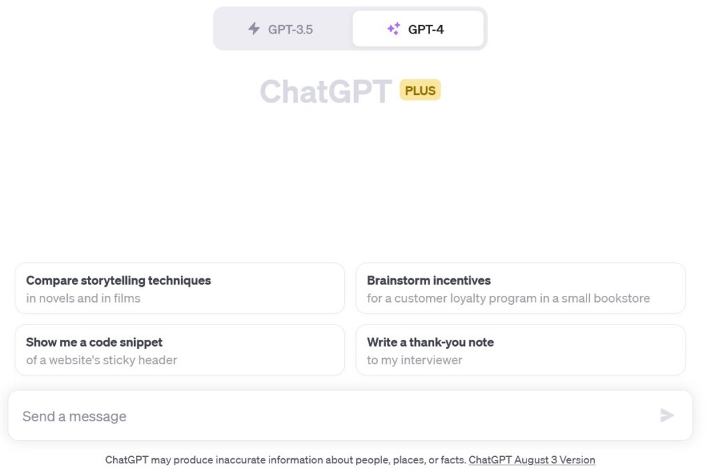Starterscreen Chat GPT